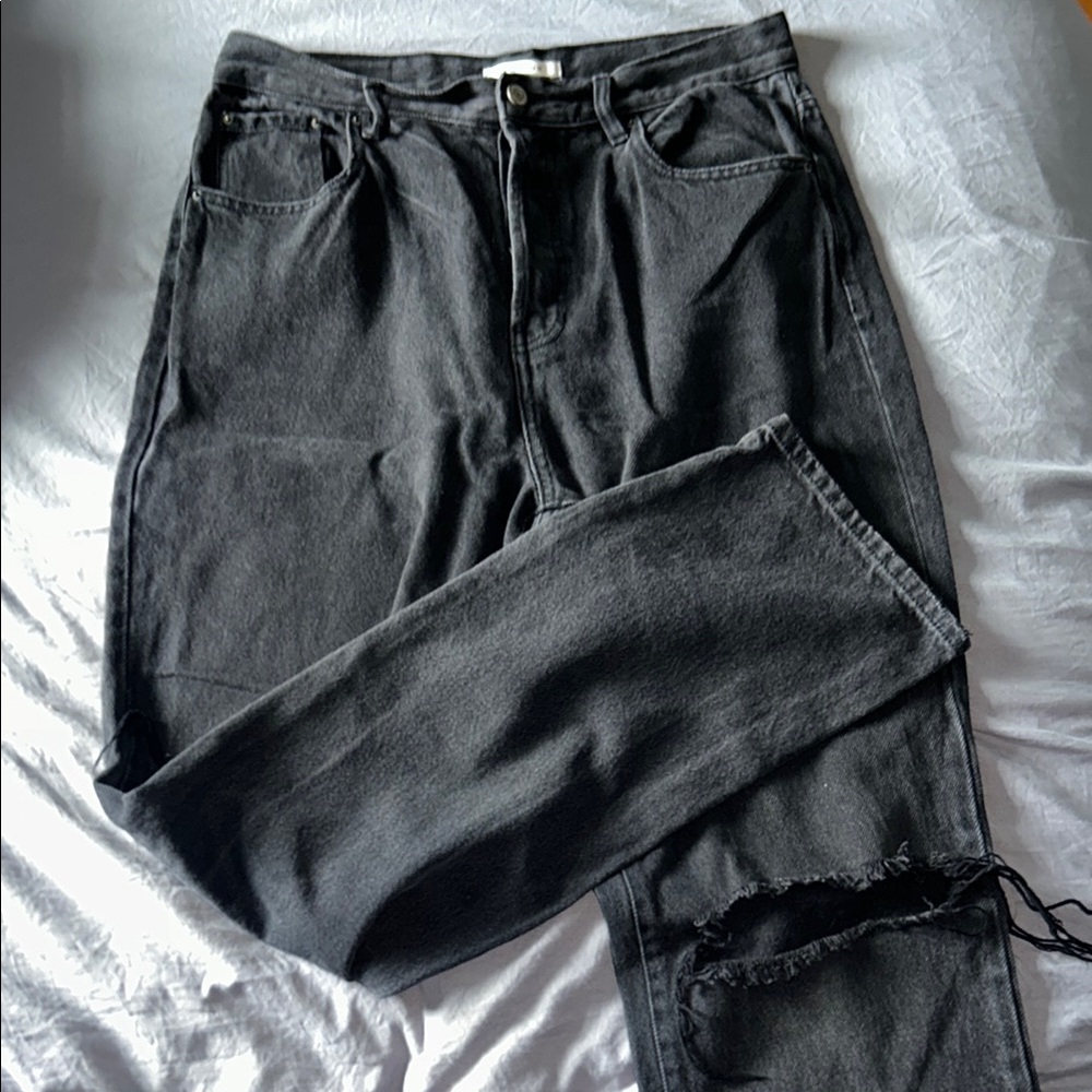 PacSun Black Straight Leg Jeans with Distressed Details